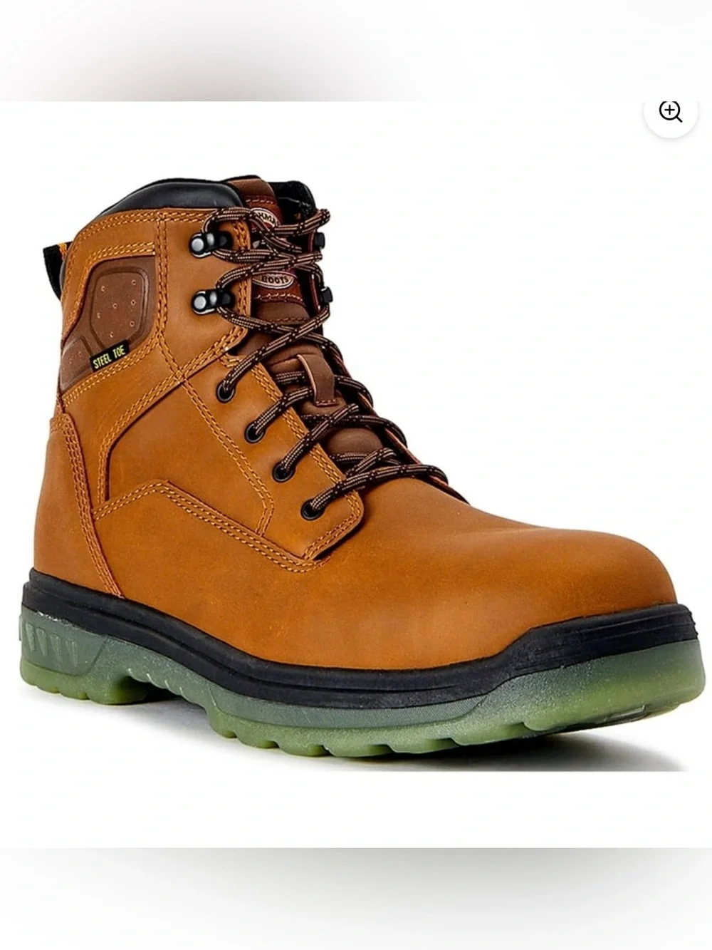 Brahma Brown Leather Steel Toe Work Boot with Green Outsole